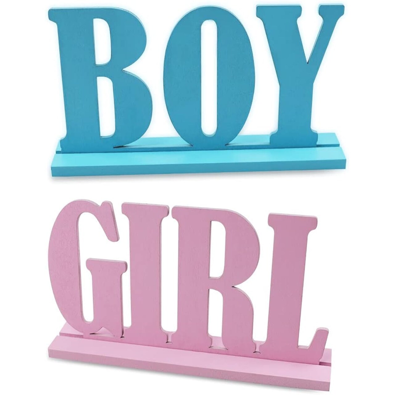 Boy Girl Wooden Table Decorations,Gender Reveal Table Decorations Boy Girl Letter Table Signs with Bases Decorative Centerpieces Signs Wooden Tabletop Decor for Tier Tray,School Supplies(1set)